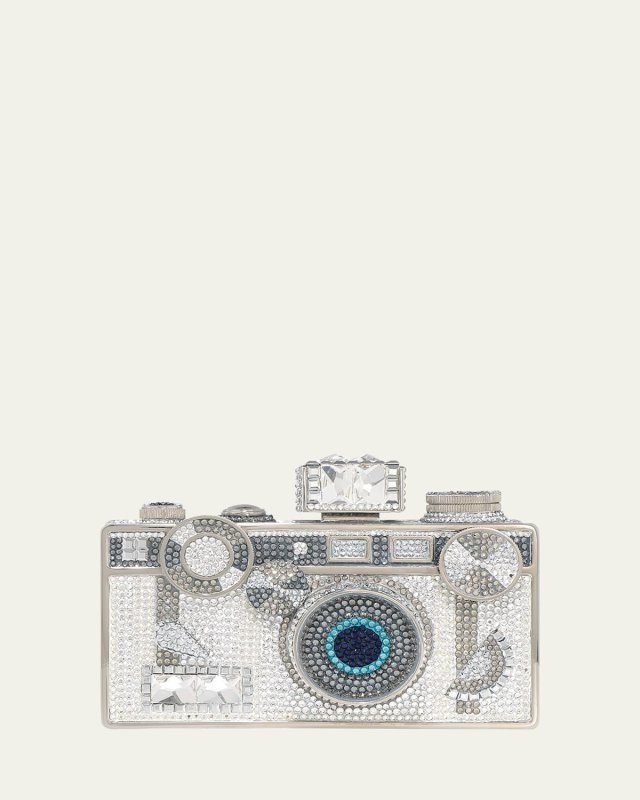 Zoom Camera Crystal Clutch Bag